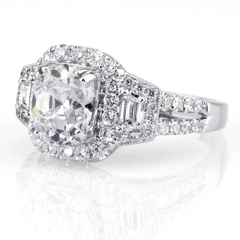 3.22ct Antique Cushion Brilliant Diamond Engagement Ring