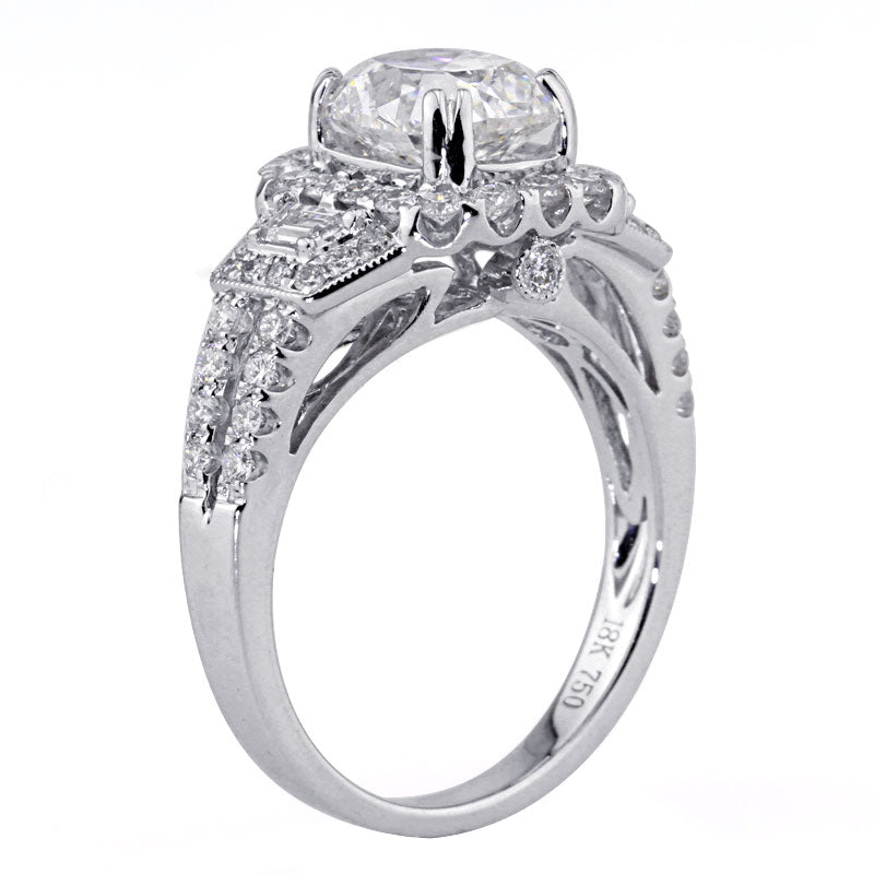 3.22ct Antique Cushion Brilliant Diamond Engagement Ring
