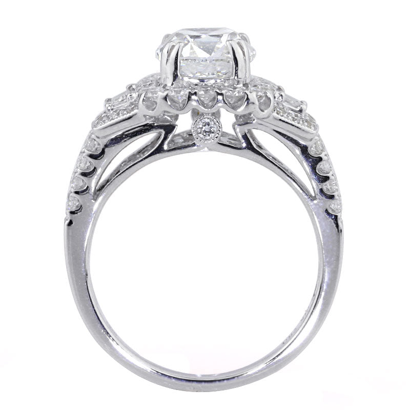 3.22ct Antique Cushion Brilliant Diamond Engagement Ring