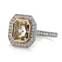 3.83ct Fancy Brown Yellow Radiant Cut Diamond Engagement Ring