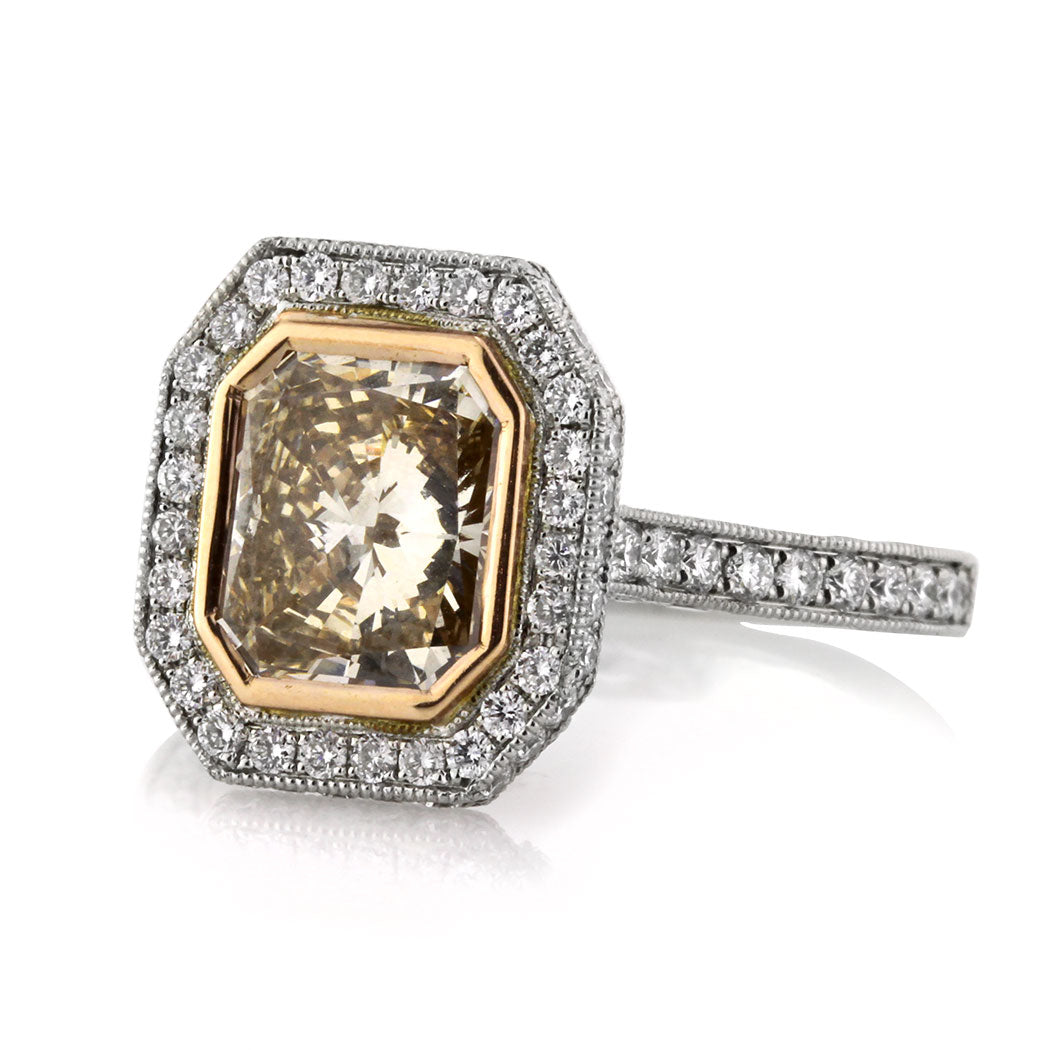 3.83ct Fancy Brown Yellow Radiant Cut Diamond Engagement Ring