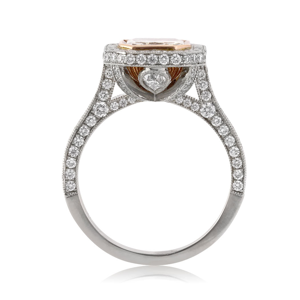 3.83ct Fancy Brown Yellow Radiant Cut Diamond Engagement Ring