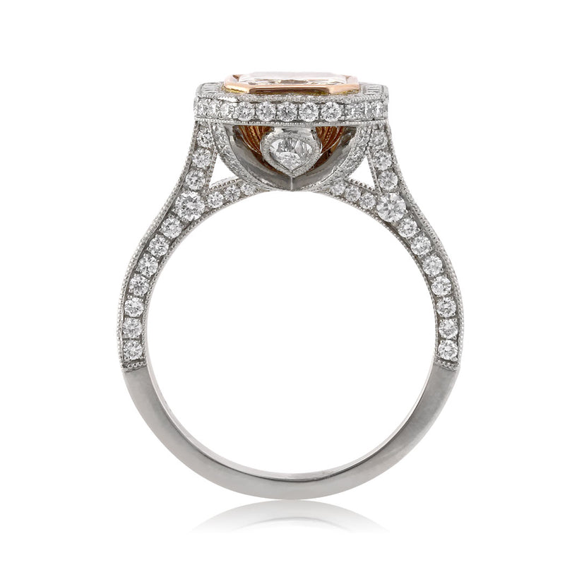 3.83ct Fancy Brown Yellow Radiant Cut Diamond Engagement Ring