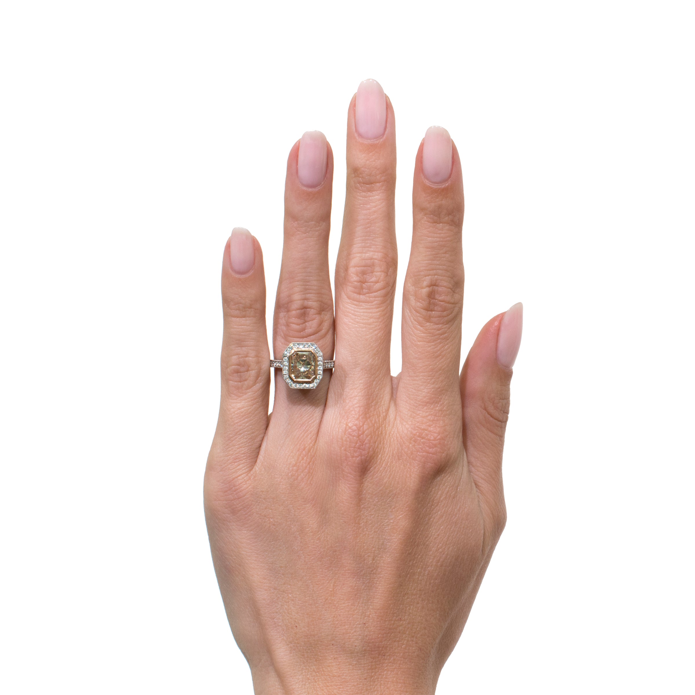 3.83ct Fancy Brown Yellow Radiant Cut Diamond Engagement Ring