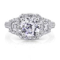 4.05 Antique Cushion Brilliant Diamond Engagement Ring
