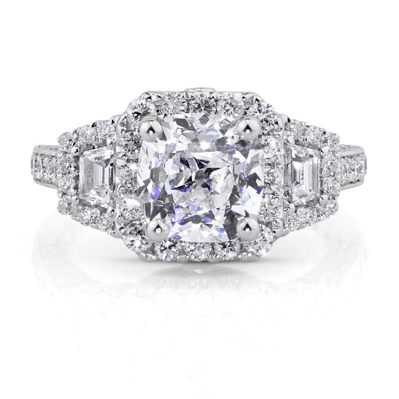 4.05 Antique Cushion Brilliant Diamond Engagement Ring