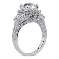 4.05 Antique Cushion Brilliant Diamond Engagement Ring
