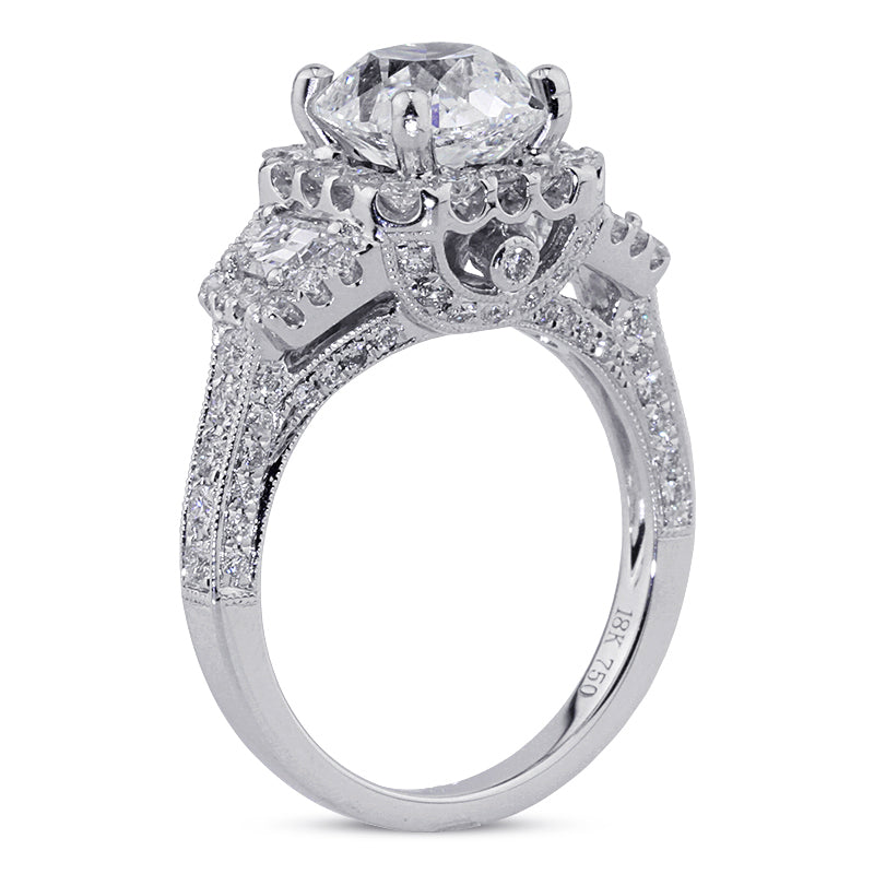 4.05 Antique Cushion Brilliant Diamond Engagement Ring