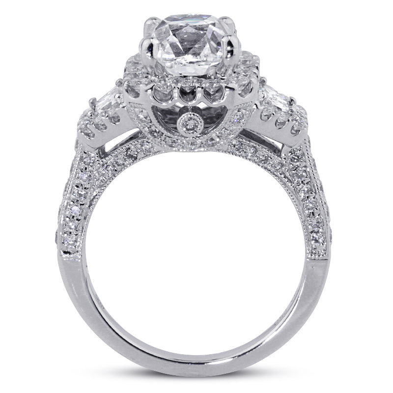 4.05 Antique Cushion Brilliant Diamond Engagement Ring