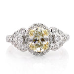2.22ct Oval Cut Fancy Light Yellow Diamond Engagement Ring