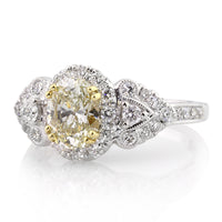 2.22ct Oval Cut Fancy Light Yellow Diamond Engagement Ring