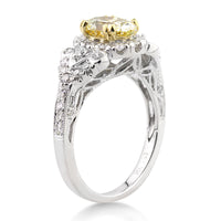 2.22ct Oval Cut Fancy Light Yellow Diamond Engagement Ring