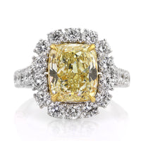 5.50ct Fancy Yellow Cushion Cut Diamond Engagement Ring