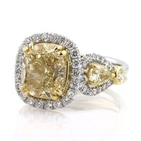 5.77ct Fancy Light Yellow Cushion Cut Diamond Engagement Ring