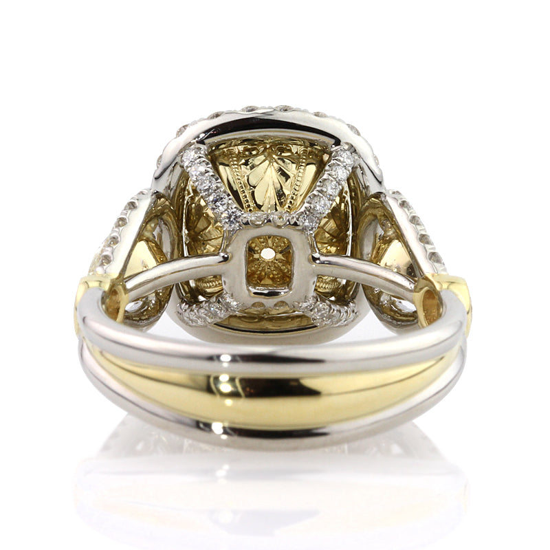 5.77ct Fancy Light Yellow Cushion Cut Diamond Engagement Ring