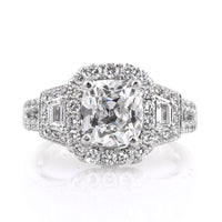 3.42ct Antique Cushion Brilliant Diamond Engagement Ring