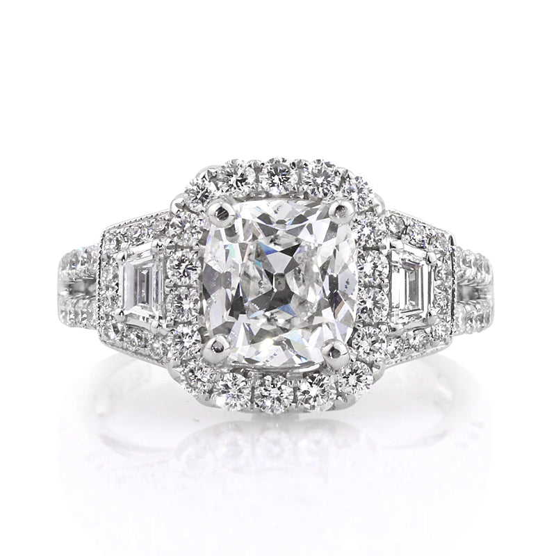 3.42ct Antique Cushion Brilliant Diamond Engagement Ring