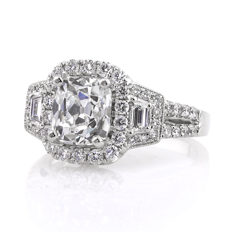 3.42ct Antique Cushion Brilliant Diamond Engagement Ring
