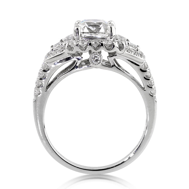3.42ct Antique Cushion Brilliant Diamond Engagement Ring