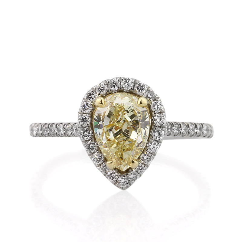 2.33ct Fancy Yellow Pear Shaped Diamond Engagement Ring