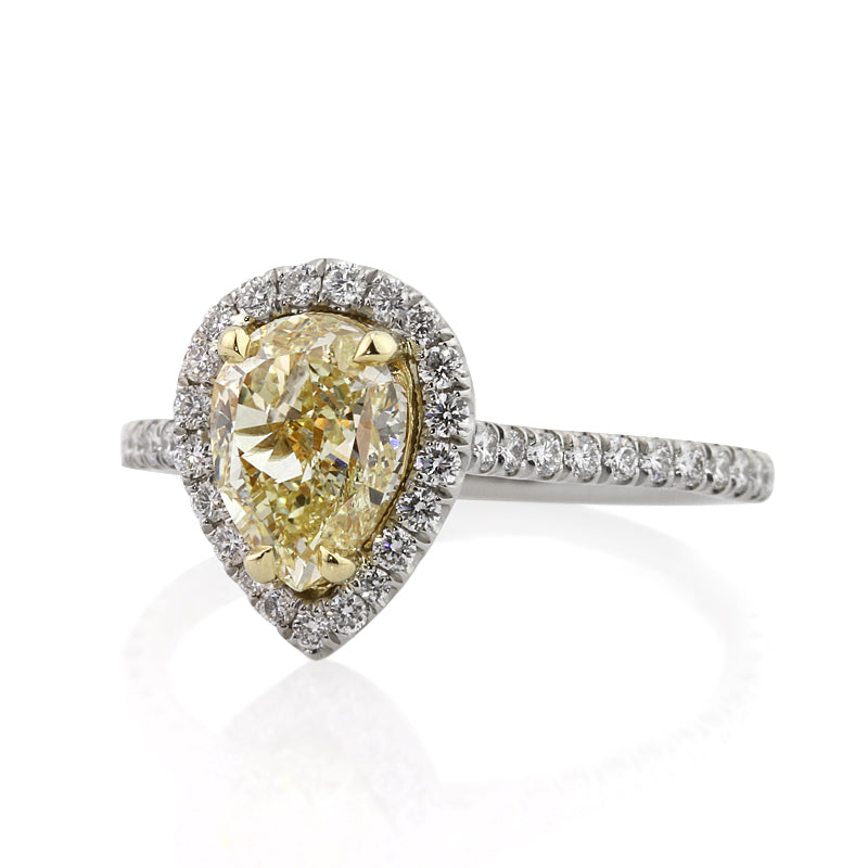 2.33ct Fancy Yellow Pear Shaped Diamond Engagement Ring