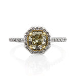 1.63ct Fancy Light Brown Green Yellow Octagon Brilliant Diamond Engagement Ring