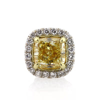 2.52ct Fancy Yellow Cushion Cut Diamond Stud Earrings