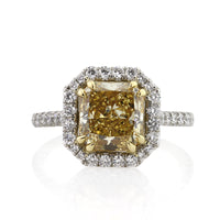 4.26ct Fancy Yellow Radiant Cut Diamond Engagement Ring