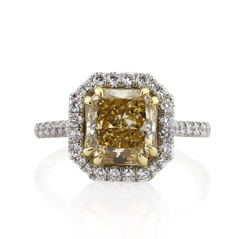 4.26ct Fancy Yellow Radiant Cut Diamond Engagement Ring