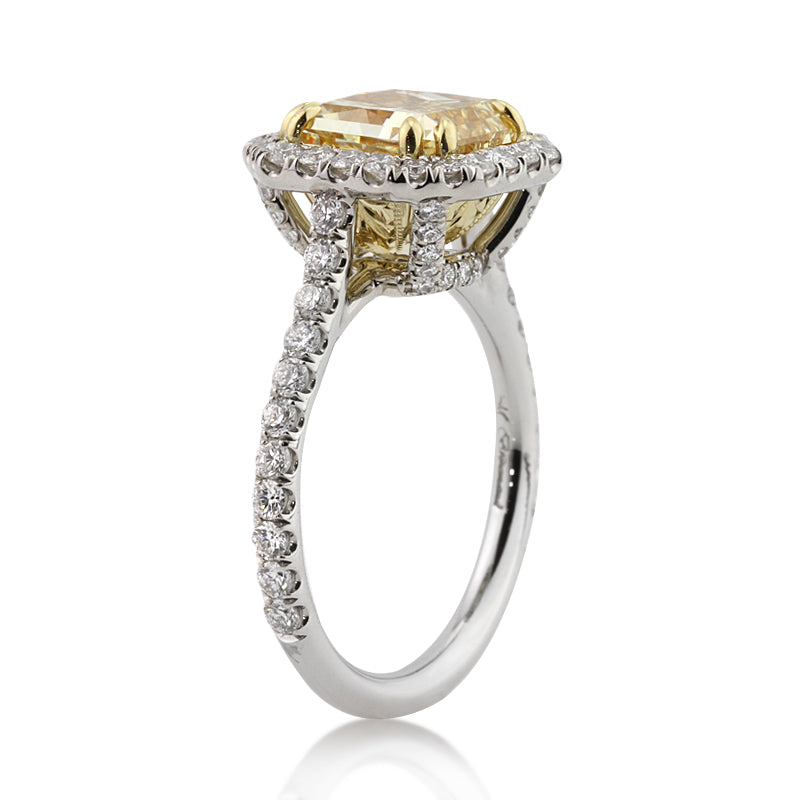 4.26ct Fancy Yellow Radiant Cut Diamond Engagement Ring