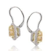 8.72ct Fancy Yellow Cushion Cut Diamond Dangle Earrings