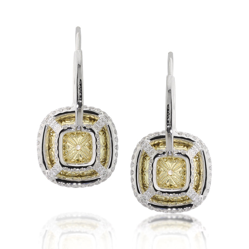 8.72ct Fancy Yellow Cushion Cut Diamond Dangle Earrings