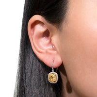 8.72ct Fancy Yellow Cushion Cut Diamond Dangle Earrings