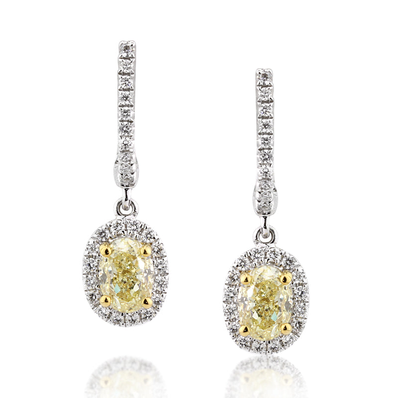 2.00ct Fancy Yellow Oval Cut Diamond Earrings