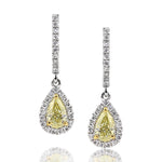 1.65ct Fancy Yellow Pear Shaped Diamond Earrings