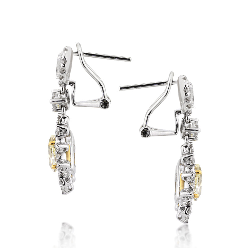 2.30ct Fancy Yellow Pear Shaped Diamond Earrings