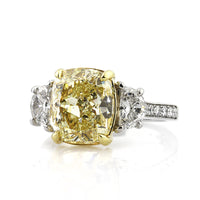 6.37ct Fancy Yellow Cushion Cut Diamond Engagement Ring