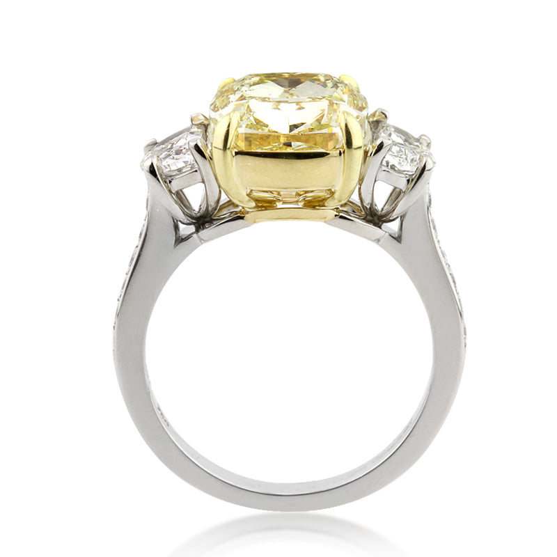 6.37ct Fancy Yellow Cushion Cut Diamond Engagement Ring