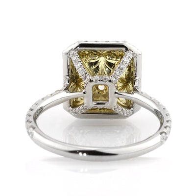 5.28ct Fancy Yellow Radiant Cut Diamond Engagement Ring