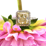 5.28ct Fancy Yellow Radiant Cut Diamond Engagement Ring