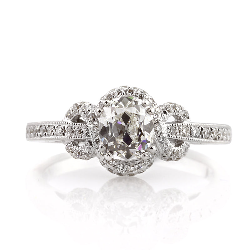 1.34ct Antique Cushion Brilliant Diamond Engagement Ring