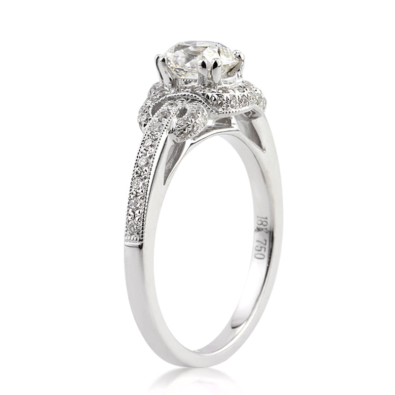 1.34ct Antique Cushion Brilliant Diamond Engagement Ring