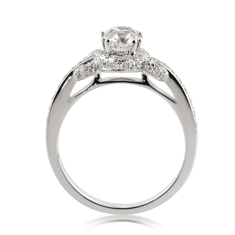 1.34ct Antique Cushion Brilliant Diamond Engagement Ring