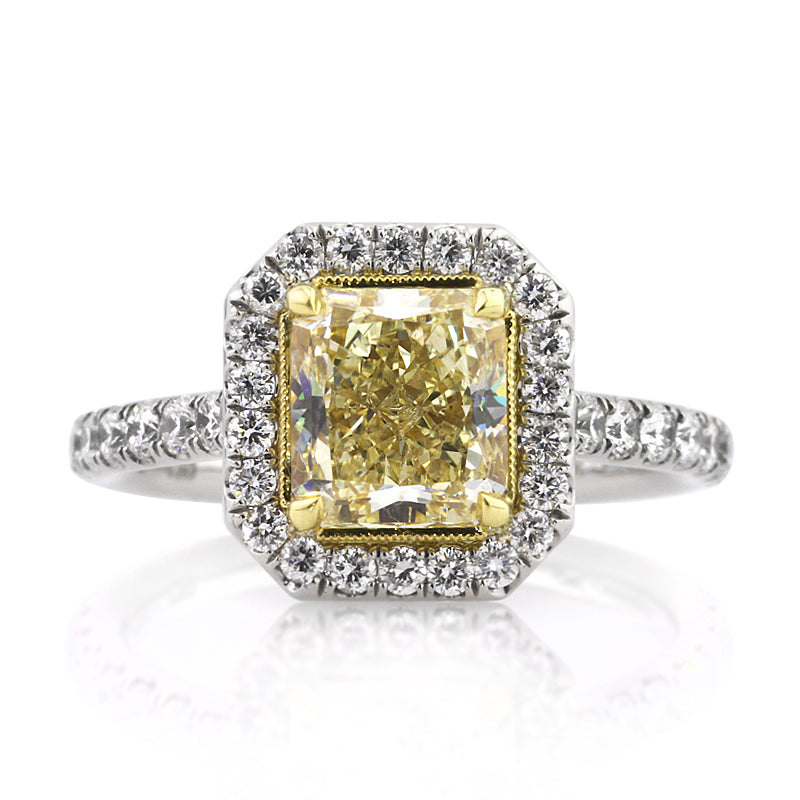 3.10ct Fancy Yellow Radiant Cut Diamond Engagement Ring