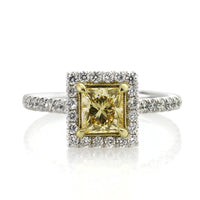 1.86ct Fancy Light Brown Yellow Princess Cut Diamond Engagement Ring