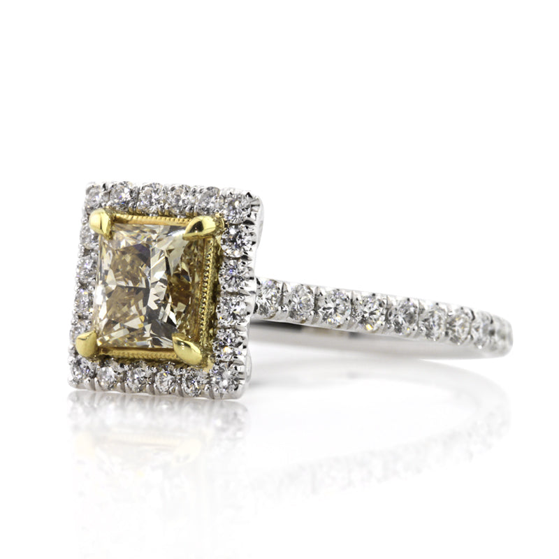 1.86ct Fancy Light Brown Yellow Princess Cut Diamond Engagement Ring
