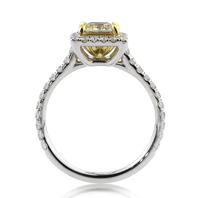 1.86ct Fancy Light Brown Yellow Princess Cut Diamond Engagement Ring