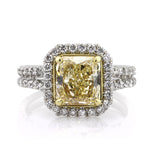 3.42ct Fancy Light Yellow Radiant Cut Diamond Engagement Ring
