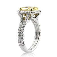 3.42ct Fancy Light Yellow Radiant Cut Diamond Engagement Ring