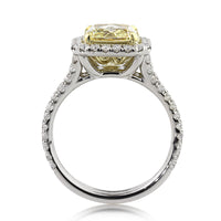 3.42ct Fancy Light Yellow Radiant Cut Diamond Engagement Ring